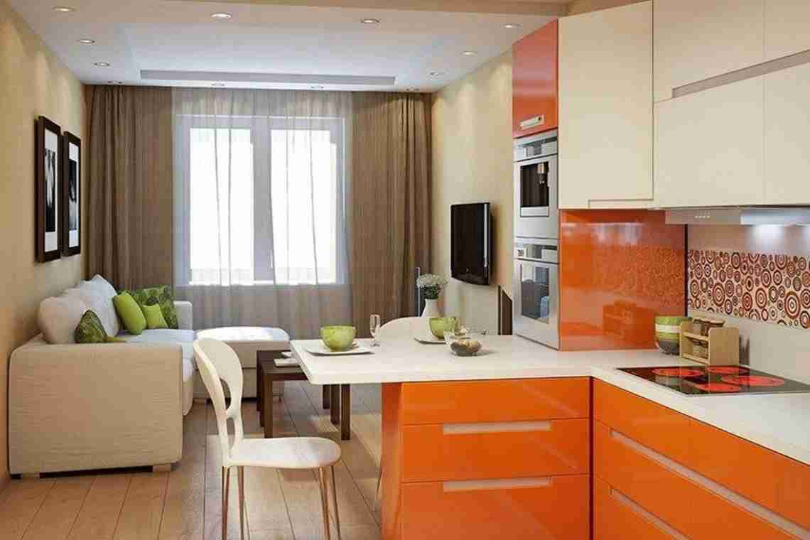 Дизайн кухні-вітальні площею 15 кв. м