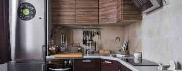 Дизайн кутових кухонь різної площі з холодильником