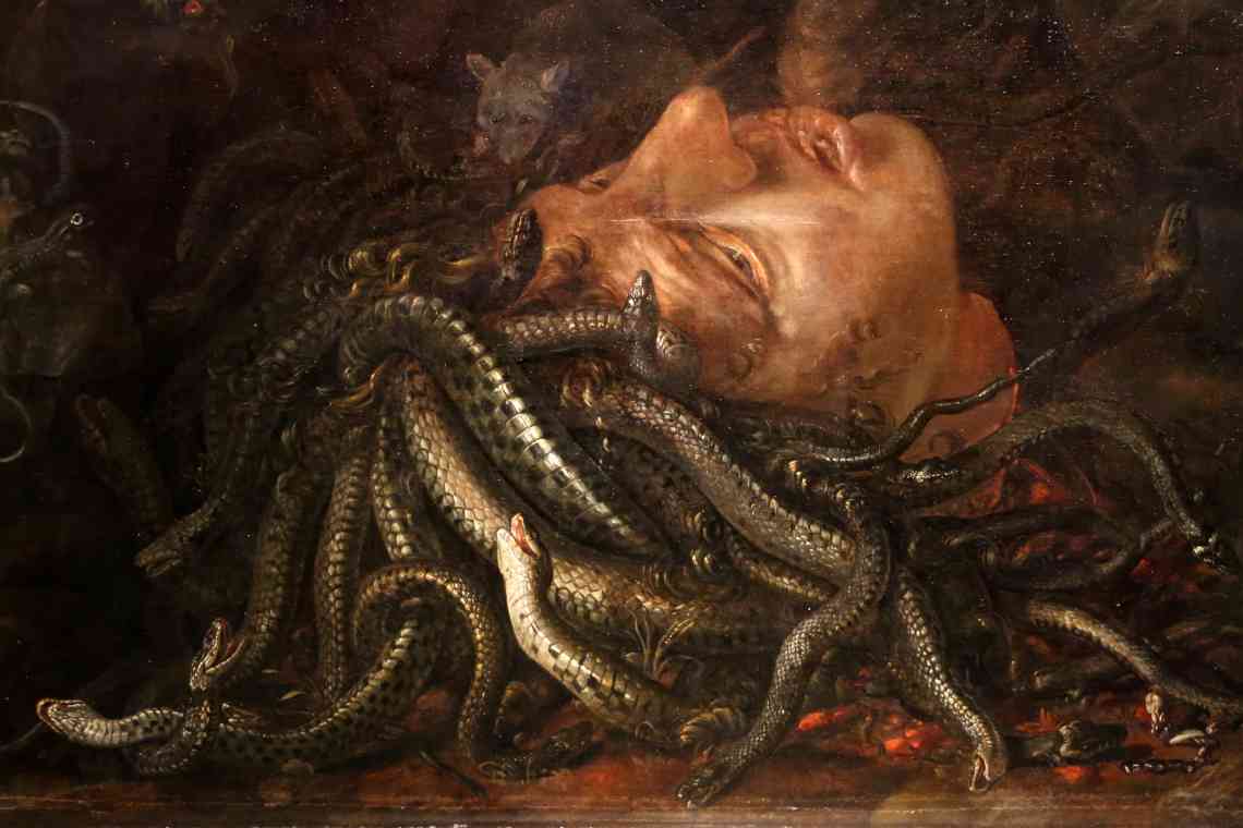 З якої причини голова Медузи Горгони покрита зміями?